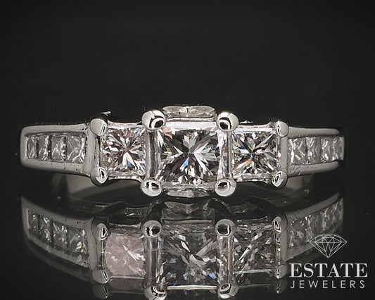14k White Gold Princess Natural .65ctw Diamond Engagement Ring 3.3g i17107