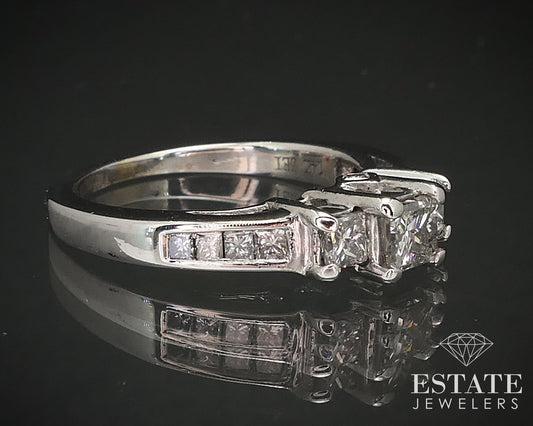 14k White Gold Princess Natural .65ctw Diamond Engagement Ring 3.3g i17107