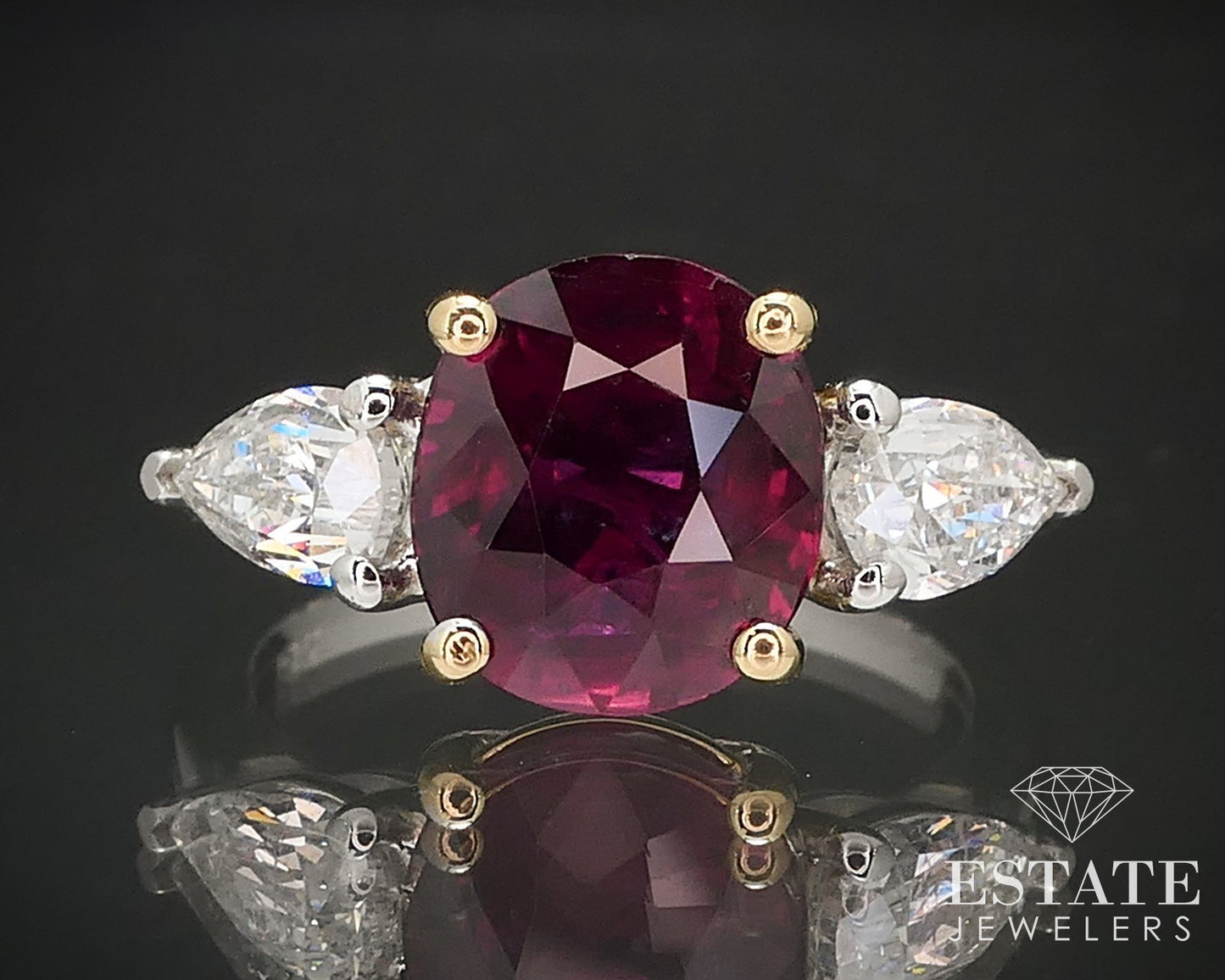 18k White Gold IGI Oval Natural 2.9ct Ruby & Diamond Ladies Ring 4.6g i17115