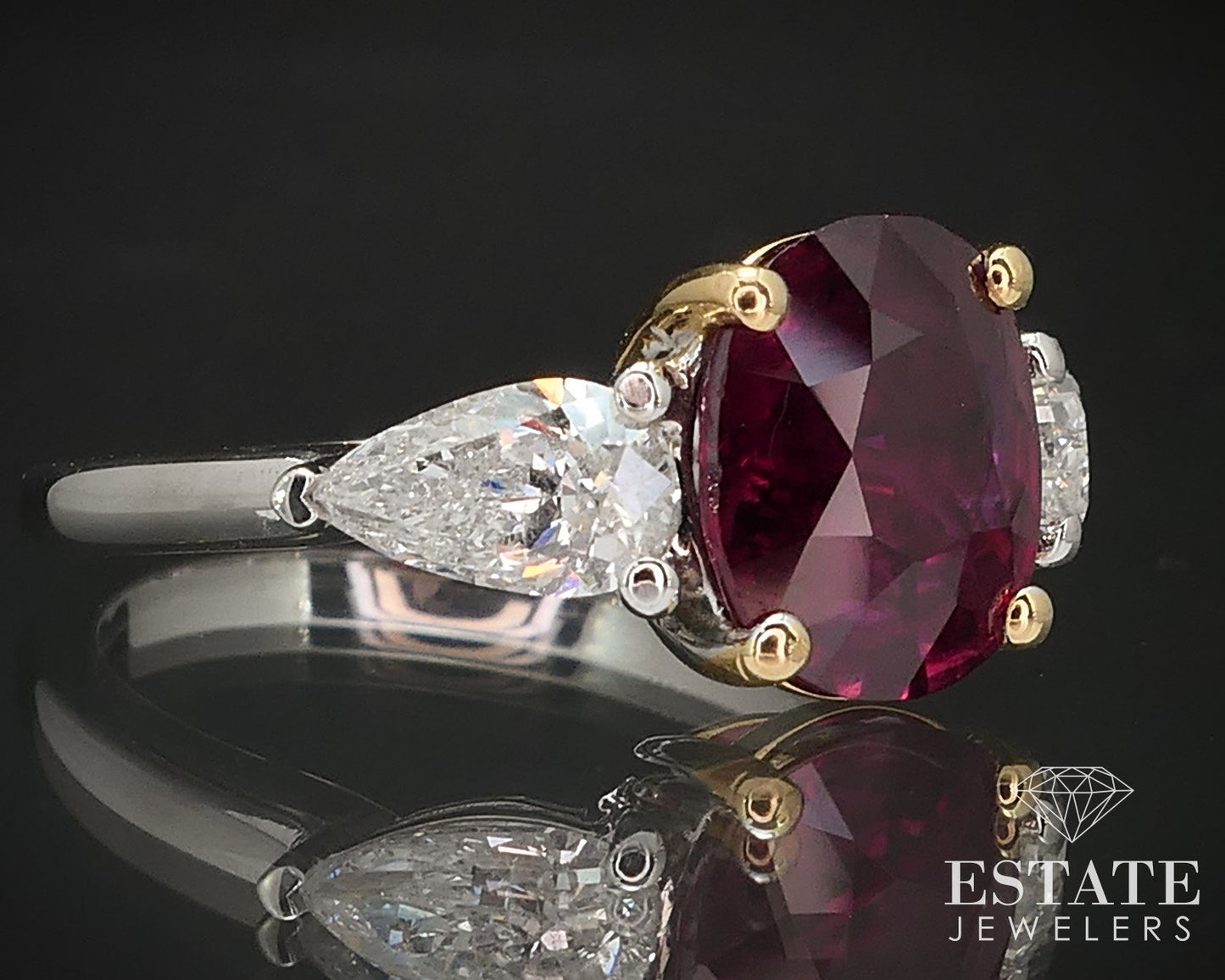 18k White Gold IGI Oval Natural 2.9ct Ruby & Diamond Ladies Ring 4.6g i17115