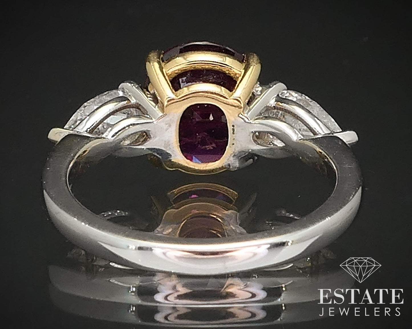 18k White Gold IGI Oval Natural 2.9ct Ruby & Diamond Ladies Ring 4.6g i17115