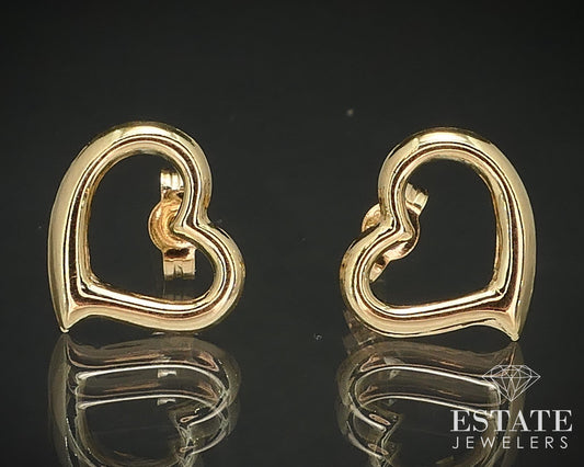 18k Yellow Gold Smooth Open Heart Stud Earrings 0.9g i17158b