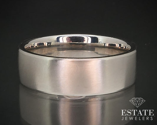 14k White Gold 7mm Brushed Mens Wedding Band Ring 10.7g i17187b