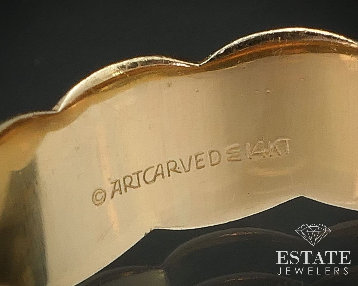 Retro 14k Yellow Gold Free Form Modernist Ladies Band Ring 3.2g i17189b