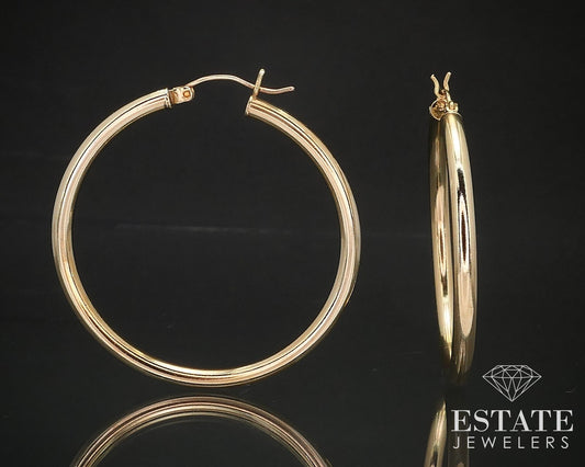 14k Yellow Gold 3.1mm Smooth Large Hoop Earrings 4.4g i17196b