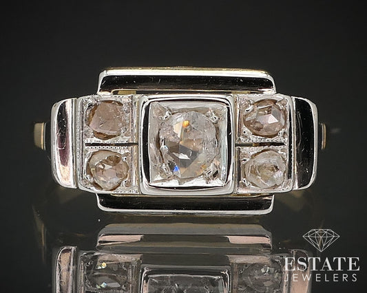 Antique 10k Yellow Gold Rose Cut .22ctw Diamond Engagement Ring 2.7g i17184