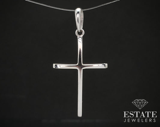 14k White Gold Smooth Cross Ladies Pendant 1.4g i17222b