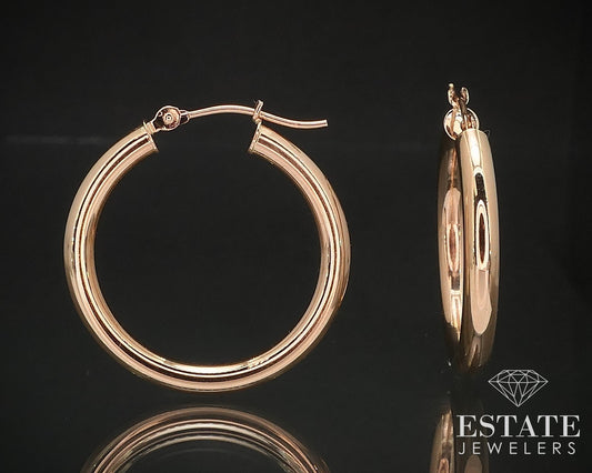 14k Rose Gold 3mm Smooth Hoop Ladies Earrings 1.7g i17132b