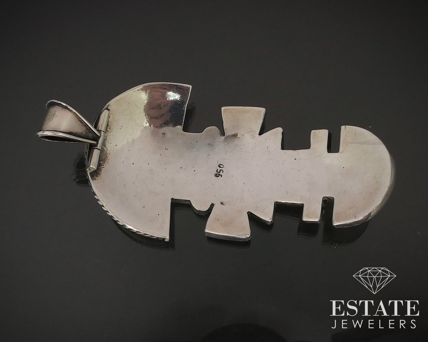 Vintage Sterling 950 Mexico Multi Gem Totem Pendant 15.9g p72695