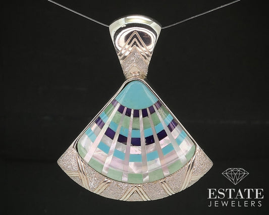 Sterling 925 Carolyn Pollack Multi Gem Seashell Pendant 17.9g i17273