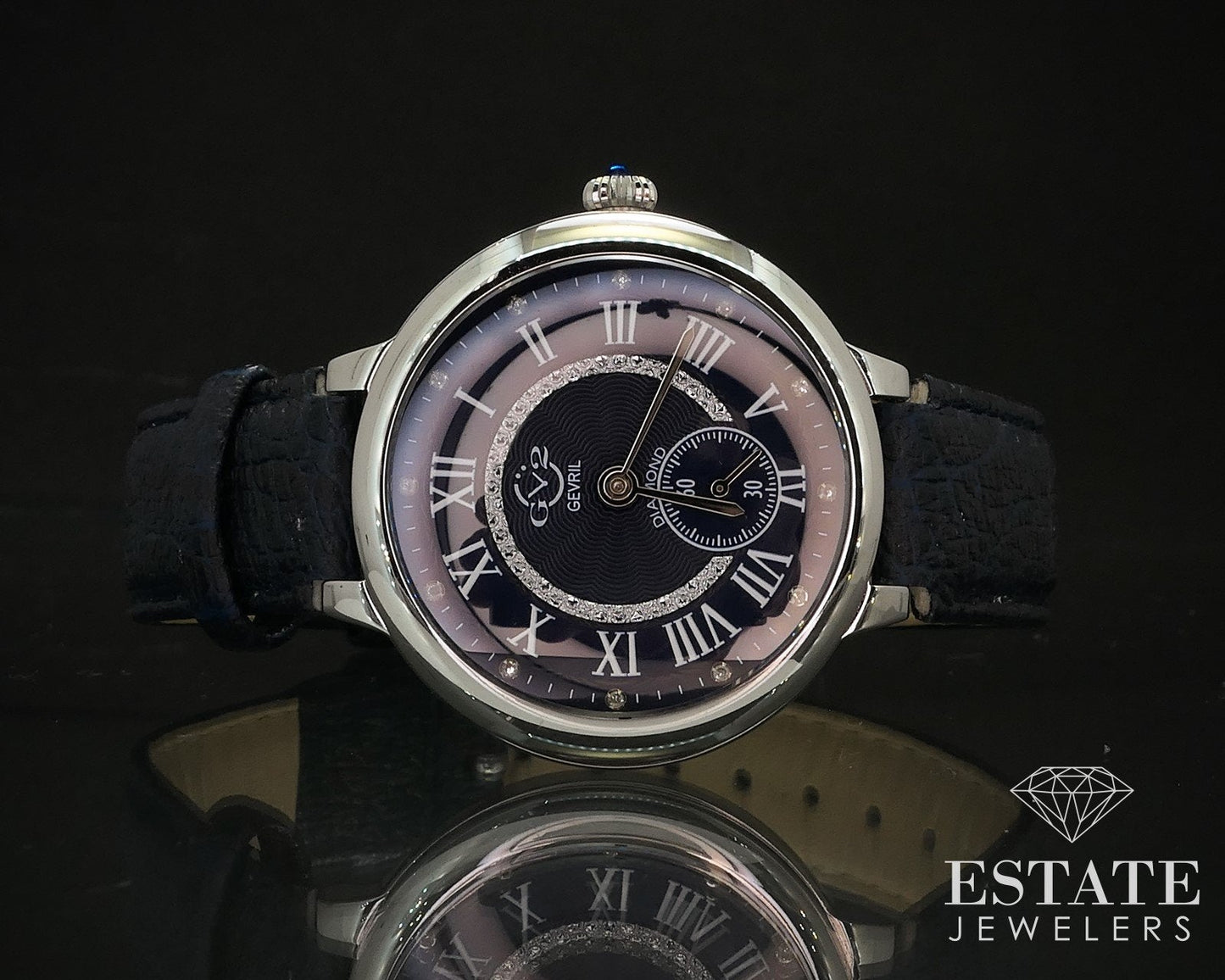 Gevril Rome GV2 12205 Blue Diamond Dial Stainless Steel Ladies Watch i17269