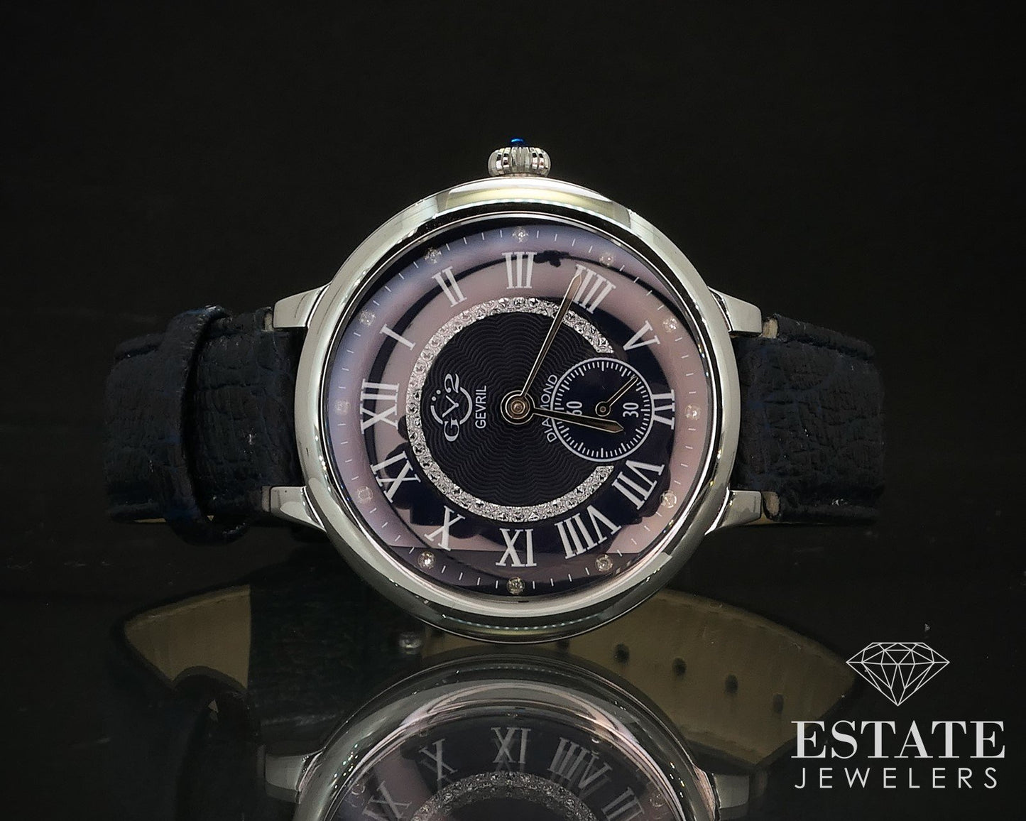 Gevril Rome GV2 12205 Blue Diamond Dial Stainless Steel Ladies Watch p72683