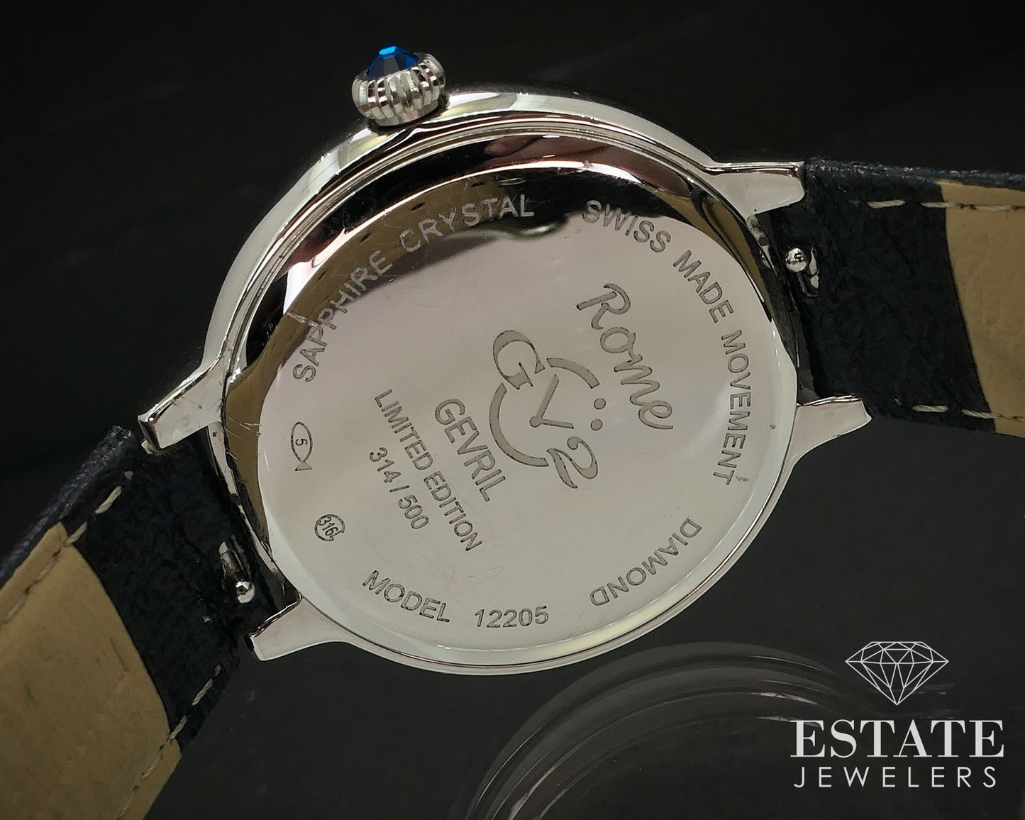 Gevril Rome GV2 12205 Blue Diamond Dial Stainless Steel Ladies Watch p72683