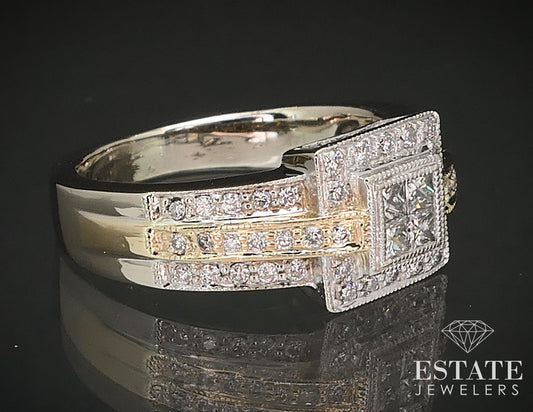 14k Two Tone Gold Natural .50ctw Diamond Invisible Engagement Ring 5.7g i17255