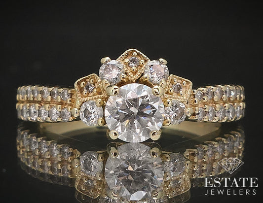 14k Yellow Gold Round Natural .55ctw Diamond Engagement Ring 3g i17254