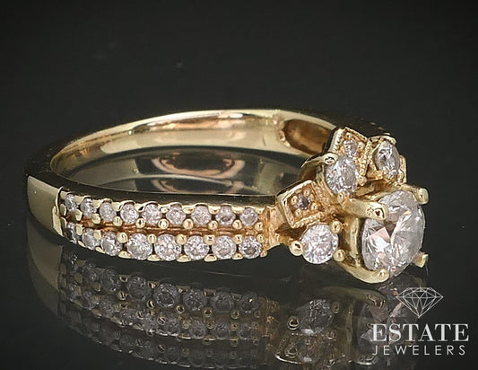 14k Yellow Gold Round Natural .55ctw Diamond Engagement Ring 3g i17254