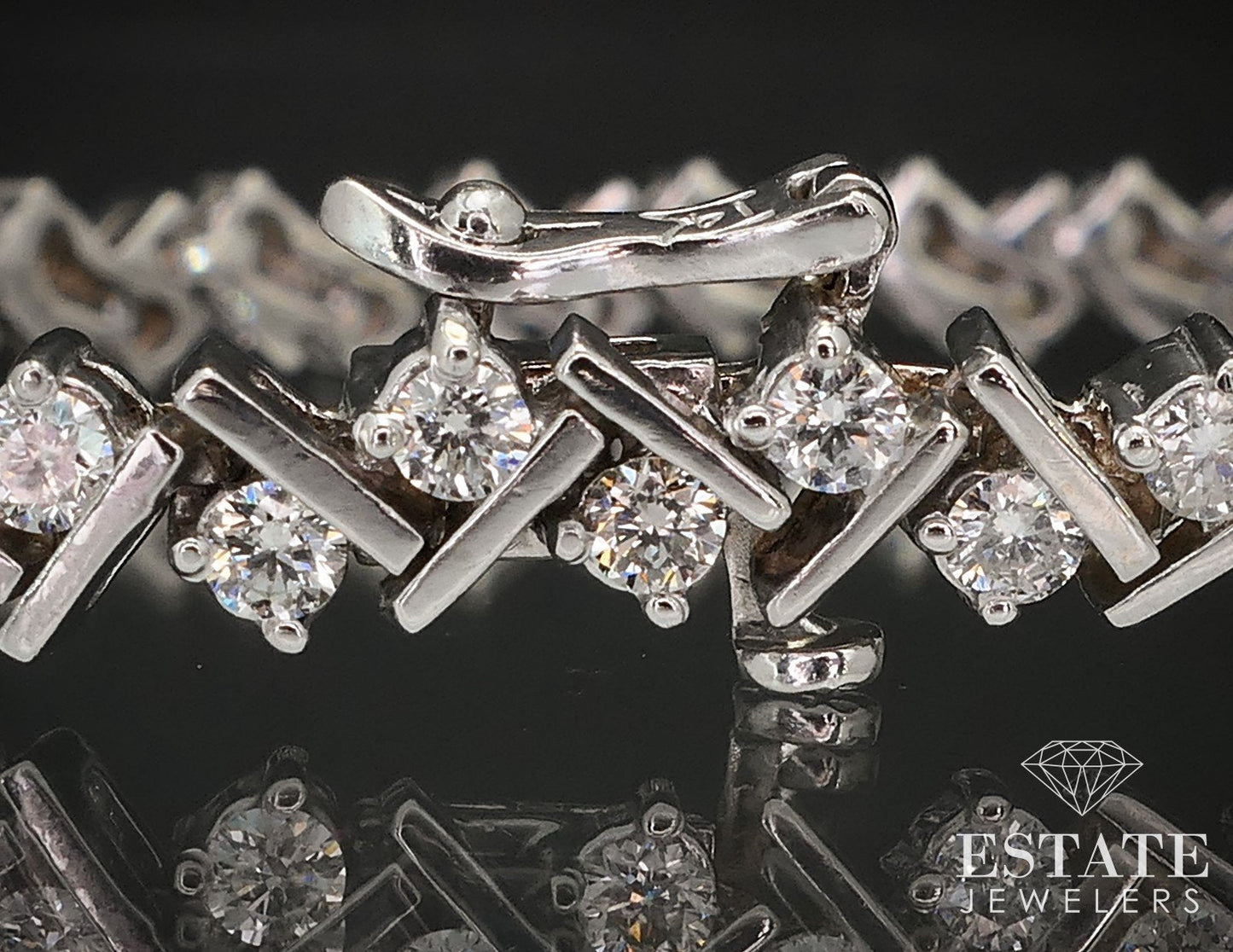 14k White Gold Round Natural 3ctw Diamond Tennis Bracelet 16.9g 7.5"L i17247