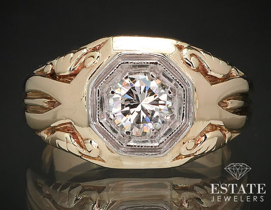 Vintage 14k Yellow Gold Round Natural .46ct Diamond Band Ring 8.3g i17242