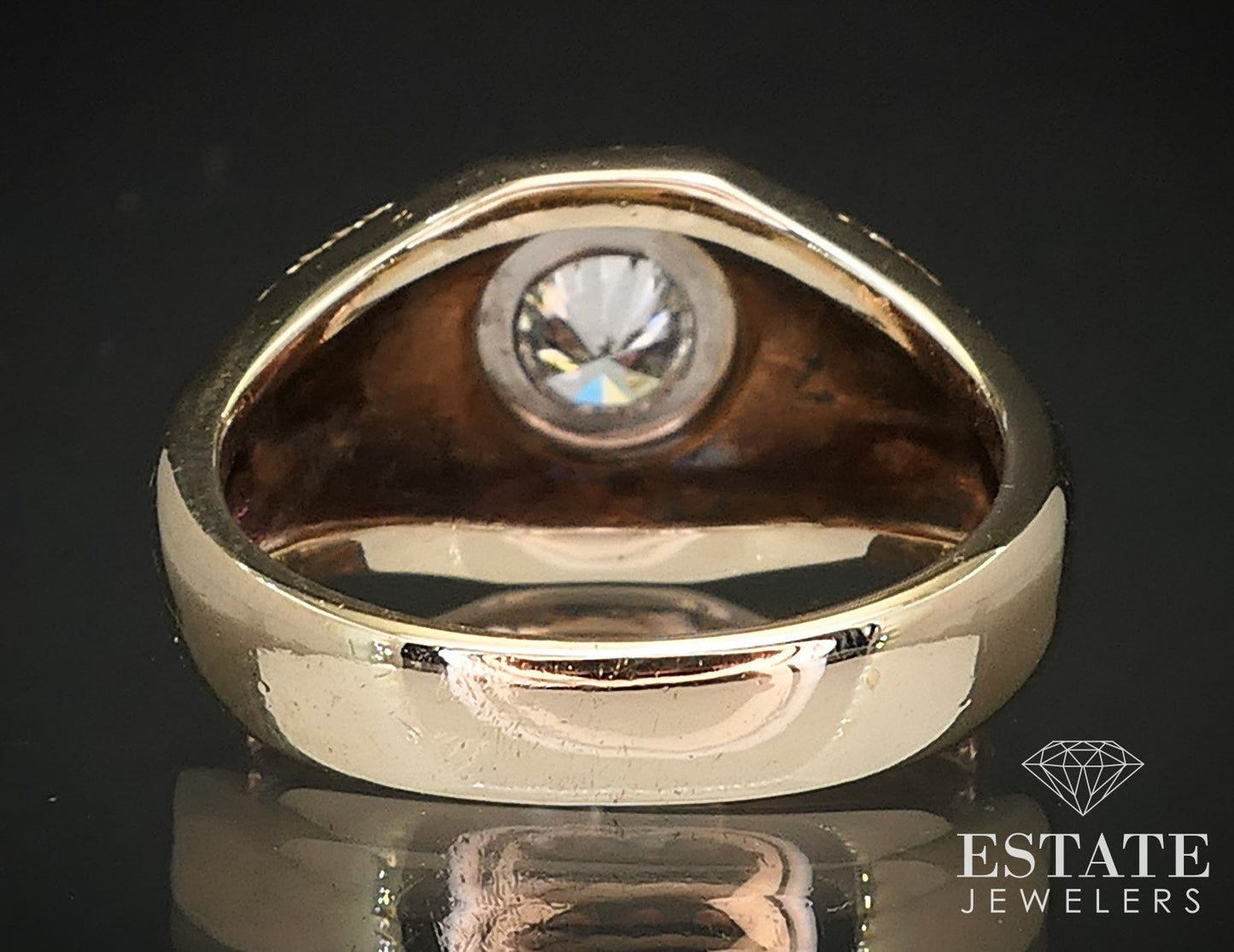 Vintage 14k Yellow Gold Round Natural .46ct Diamond Band Ring 8.3g i17242