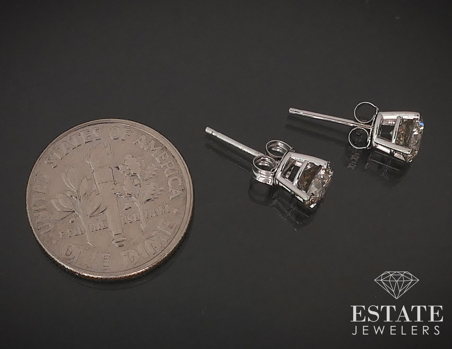 14k White Gold Round 1.10ctw Natural Diamond Stud Earrings i17257