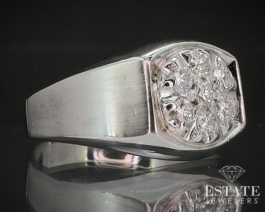 Vintage 14k White Gold Natural .35ctw Diamond Kentucky Cluster Ring 10g i17315b