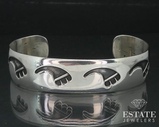 Vintage Sterling Hopi Overlay Ladies Cuff Bracelet 34.2g i17351