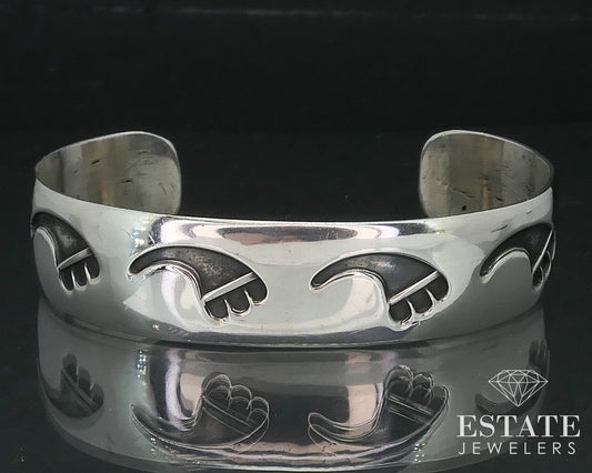 Vintage Sterling Hopi Overlay Ladies Cuff Bracelet 34.2g i17351
