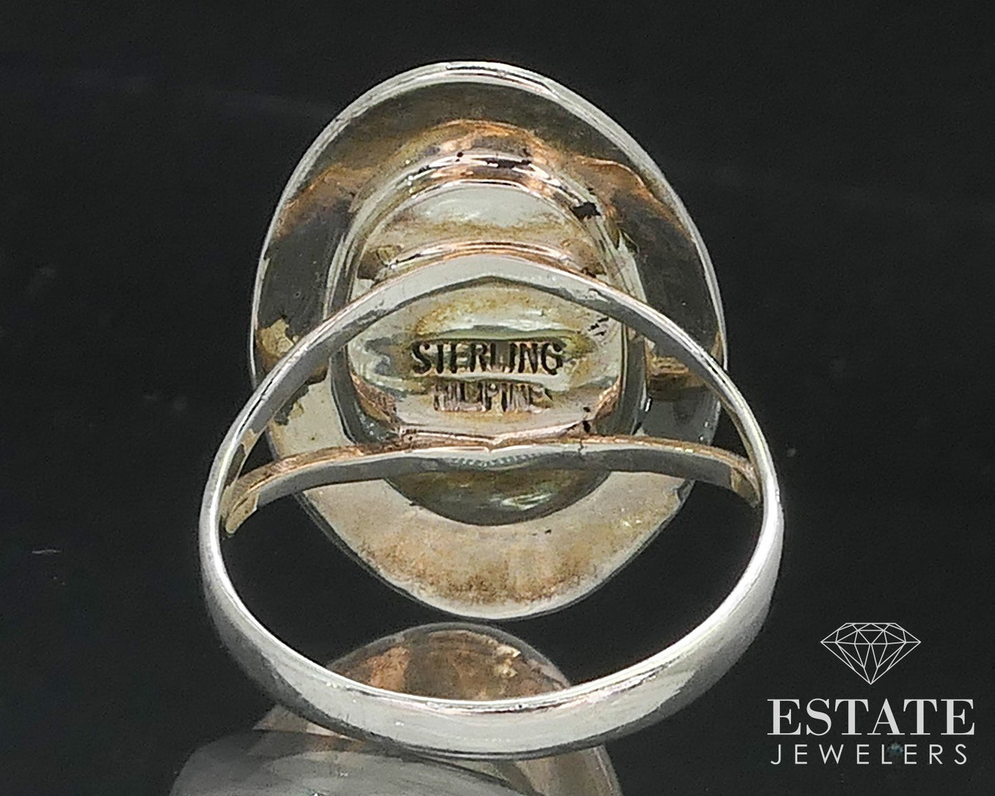 Vintage Sterling Natural Green Turquoise Southwestern Shield Ring 5.4g i17345