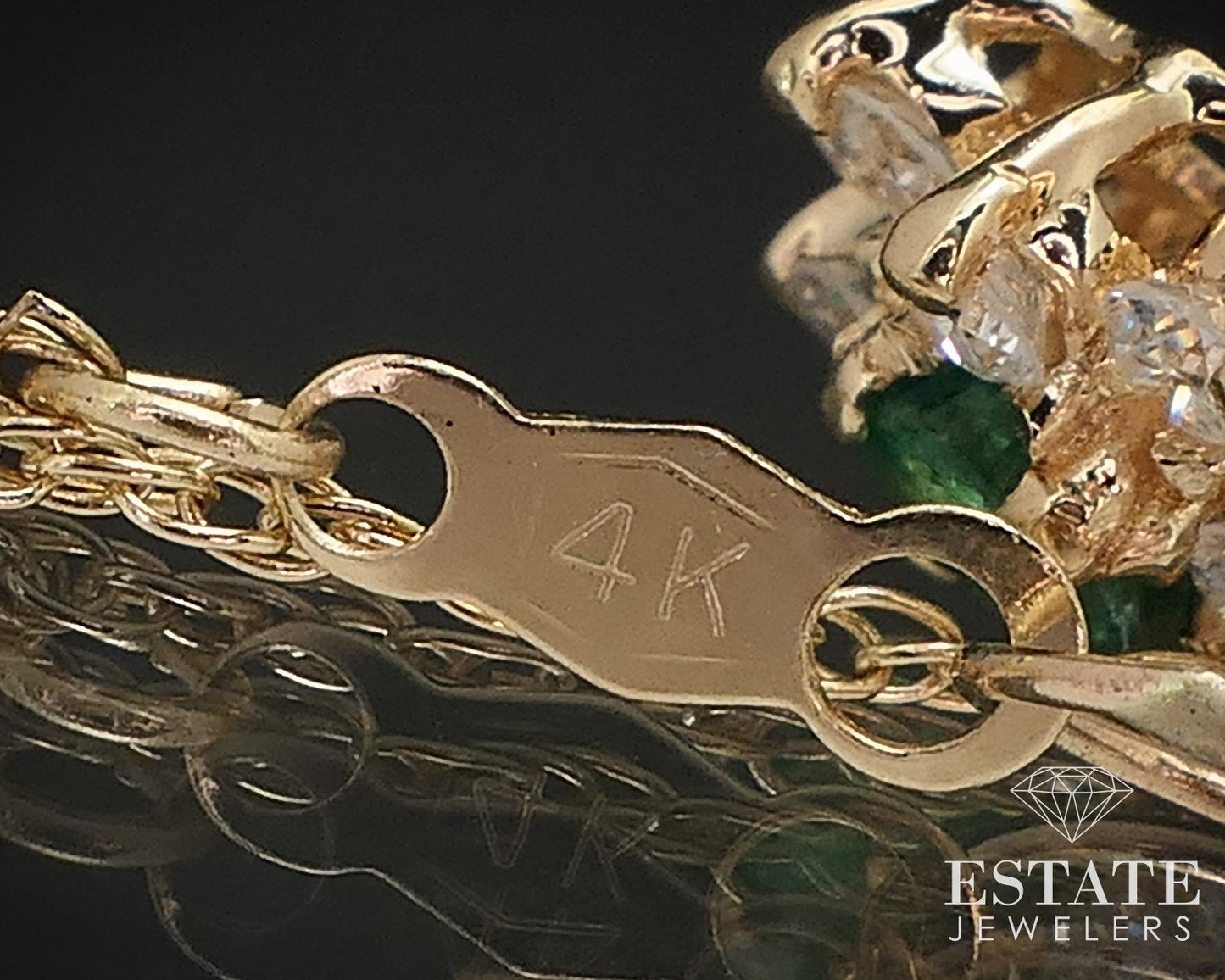 14k Yellow Gold Natural Emerald & Diamond Halo Ladies Necklace 2.3g i17386