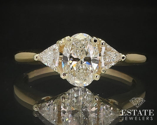 18k Yellow Gold Oval Natural .90ctw Diamond Engagement Ring 3.2g i17433