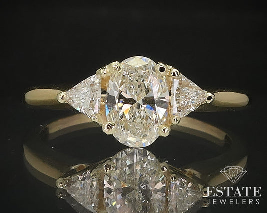 18k Yellow Gold Oval Natural .90ctw Diamond Engagement Ring 3.2g i17433