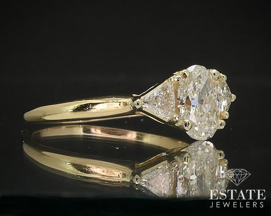 18k Yellow Gold Oval Natural .90ctw Diamond Engagement Ring 3.2g i17433