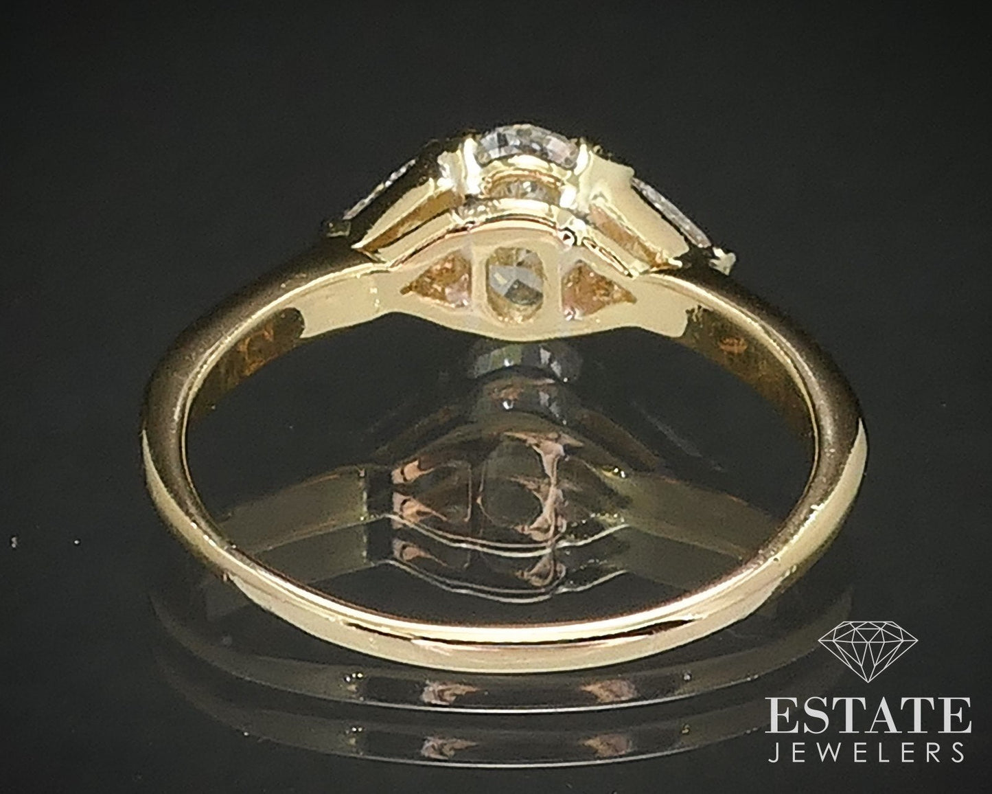 18k Yellow Gold Oval Natural .90ctw Diamond Engagement Ring 3.2g i17433
