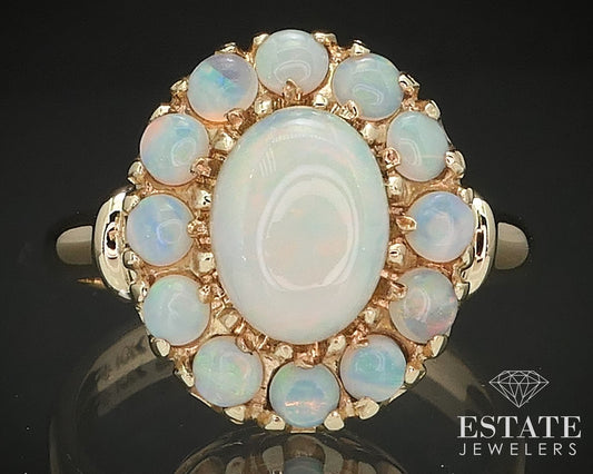 Antique 10k Yellow Gold Natural Opal Ballerina Ladies Ring 3.1g i17418