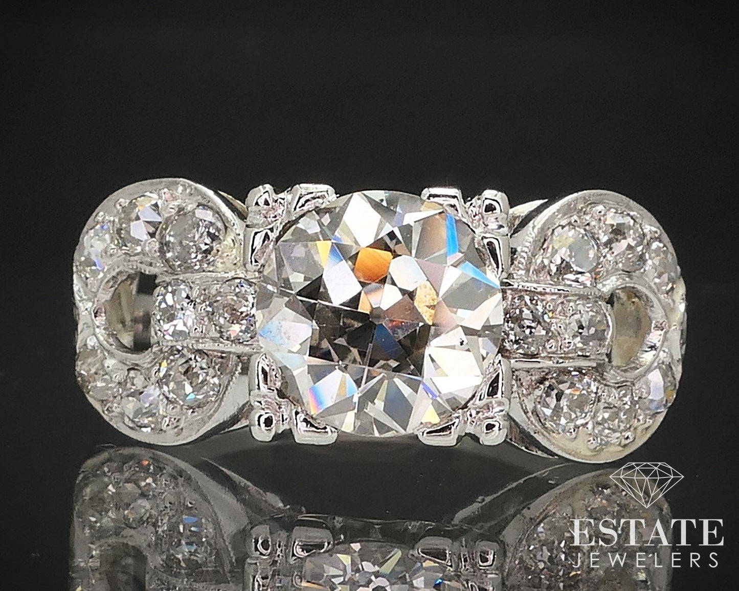 Antique Deco Platinum European Natural 1.47ct Diamond Engagement Ring 7g i17413