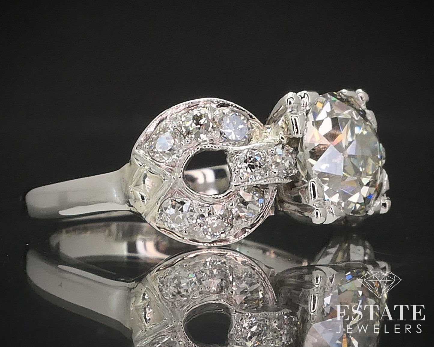 Antique Deco Platinum European Natural 1.47ct Diamond Engagement Ring 7g i17413