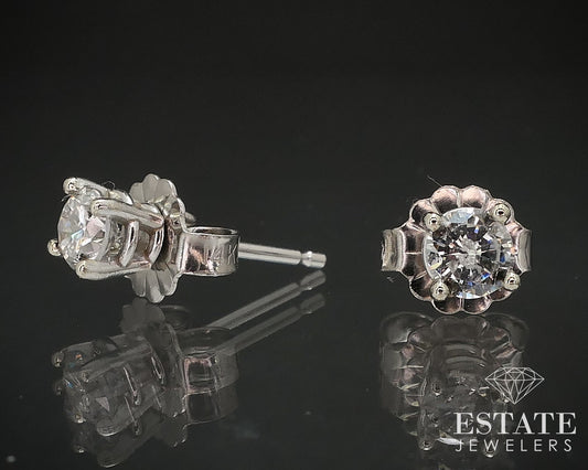 14k White Gold Round .30ctw Natural Diamond Stud Earrings i17439