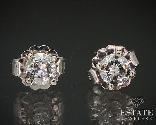14k White Gold Round .30ctw Natural Diamond Stud Earrings i17439
