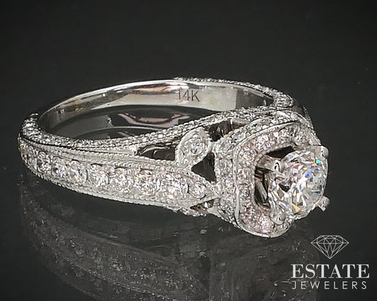 14K White Gold Natural .80ctw Diamond Neil Lane Halo Engagement Ring 4.2g i17441