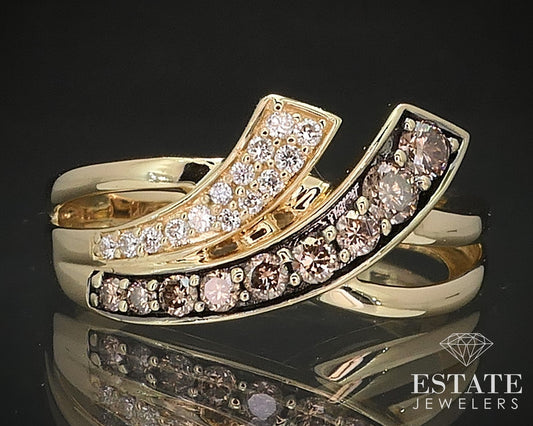 14K Honey Gold LeVian .25ctw Chocolatier Diamond Crossover Band Ring 3.9g i17495