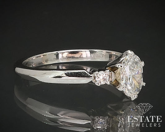 14k White Gold Oval Natural .51ctw Diamond Engagement Ring 3.6g i17487