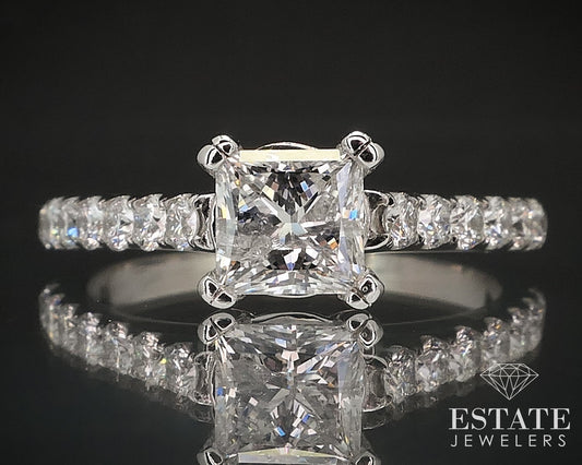 14k White Gold Princess Natural 1.17ctw Diamond Engagement Ring 3.6g i17511