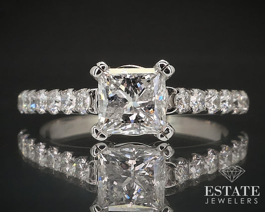14k White Gold Princess Natural 1.17ctw Diamond Engagement Ring 3.6g i17511