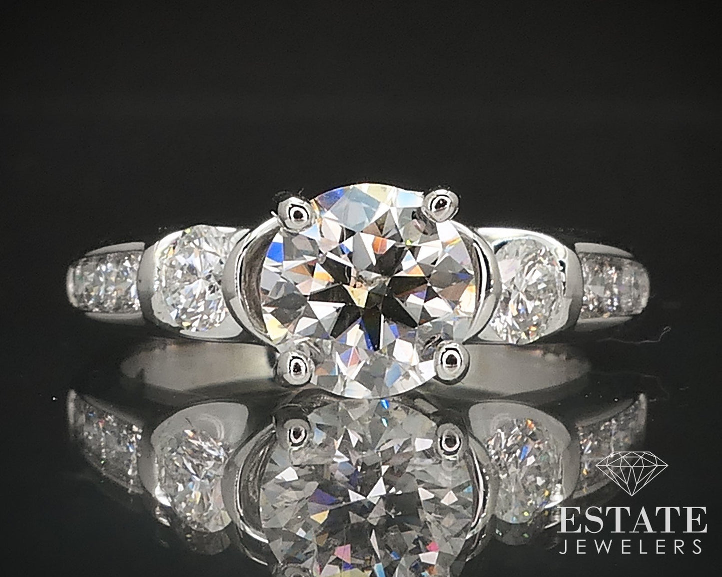 14k White Gold Transitional Natural 1.03ct Diamond Engagement Ring 3.8g i17509