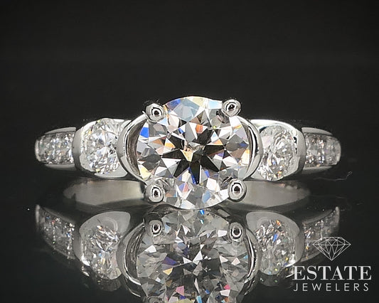 14k White Gold Transitional Natural 1.03ct Diamond Engagement Ring 3.8g i17509