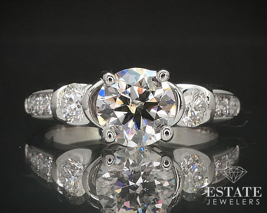 14k White Gold Transitional Natural 1.03ct Diamond Engagement Ring 3.8g i17509
