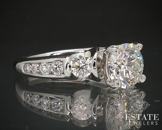 14k White Gold Transitional Natural 1.03ct Diamond Engagement Ring 3.8g i17509
