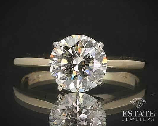 14k Yellow Gold Round Natural .90ct Diamond Solitaire Ring 1.9g i17533b