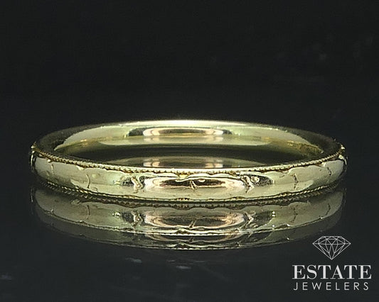 Vintage 18k Yellow Gold 1.9mm Engraved Ladies Wedding Band Ring 2.5g i17546