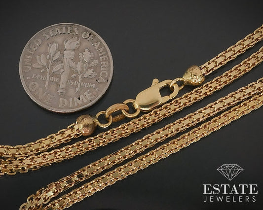 14k Yellow Gold 2.1mm Squared Cable Chain Link Necklace 10.5g 18"L i17589b